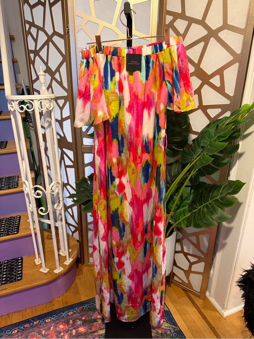 Trina Turk Vibrant Multicolor Watercolor Print Dress